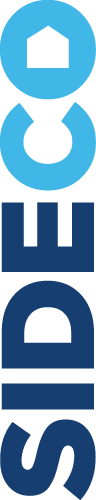 Sideco Logo, dark blue SIDE, light blue CO
