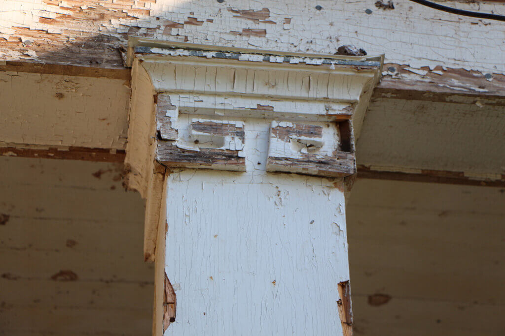 Old rotting supports at Wingmead duck club before restoration