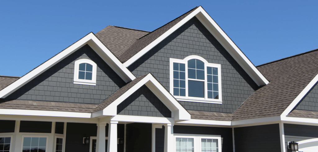 dark shingle siding on contemporary home